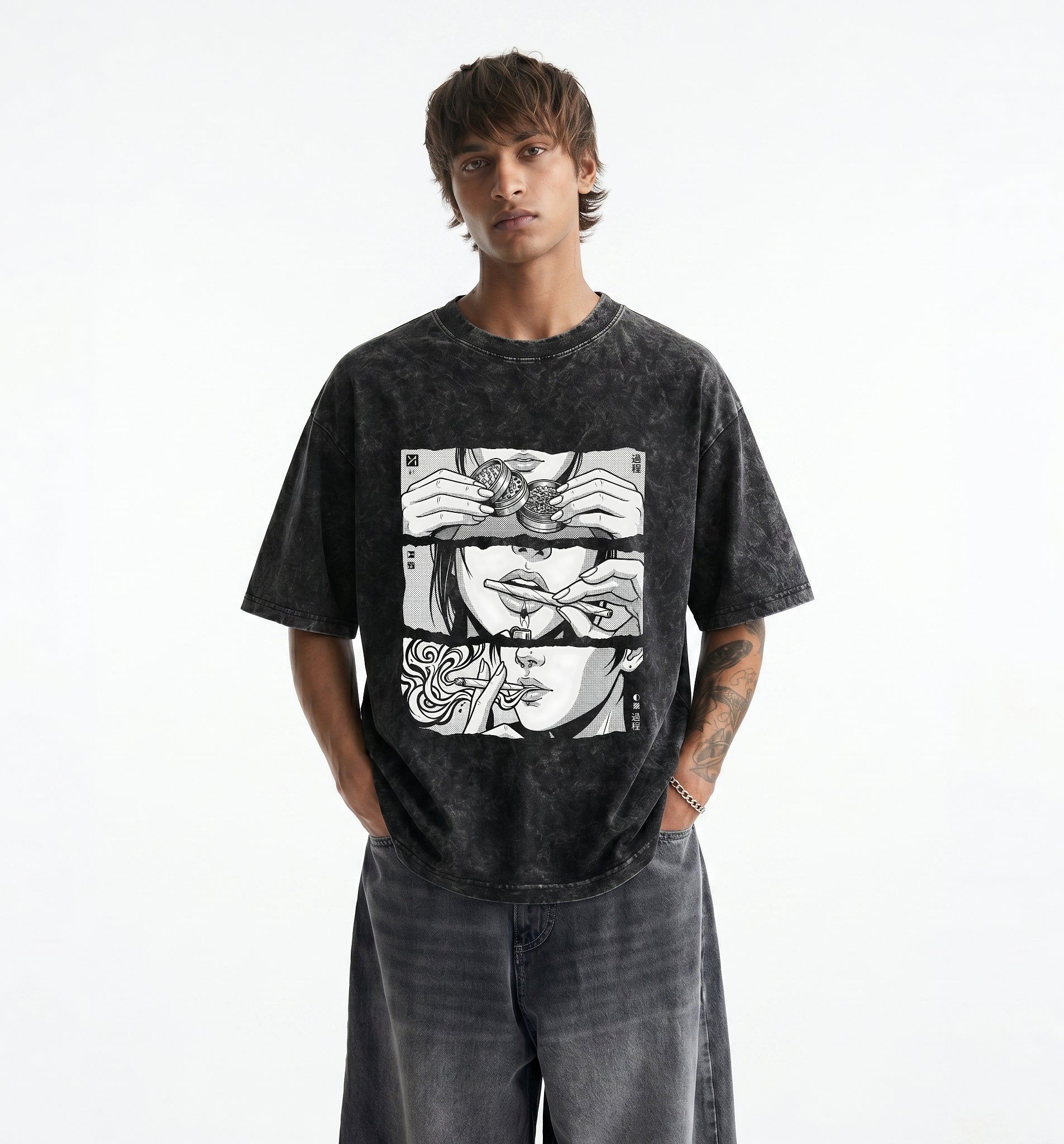 Rolling Unisex Acid Washed Oversized Tee