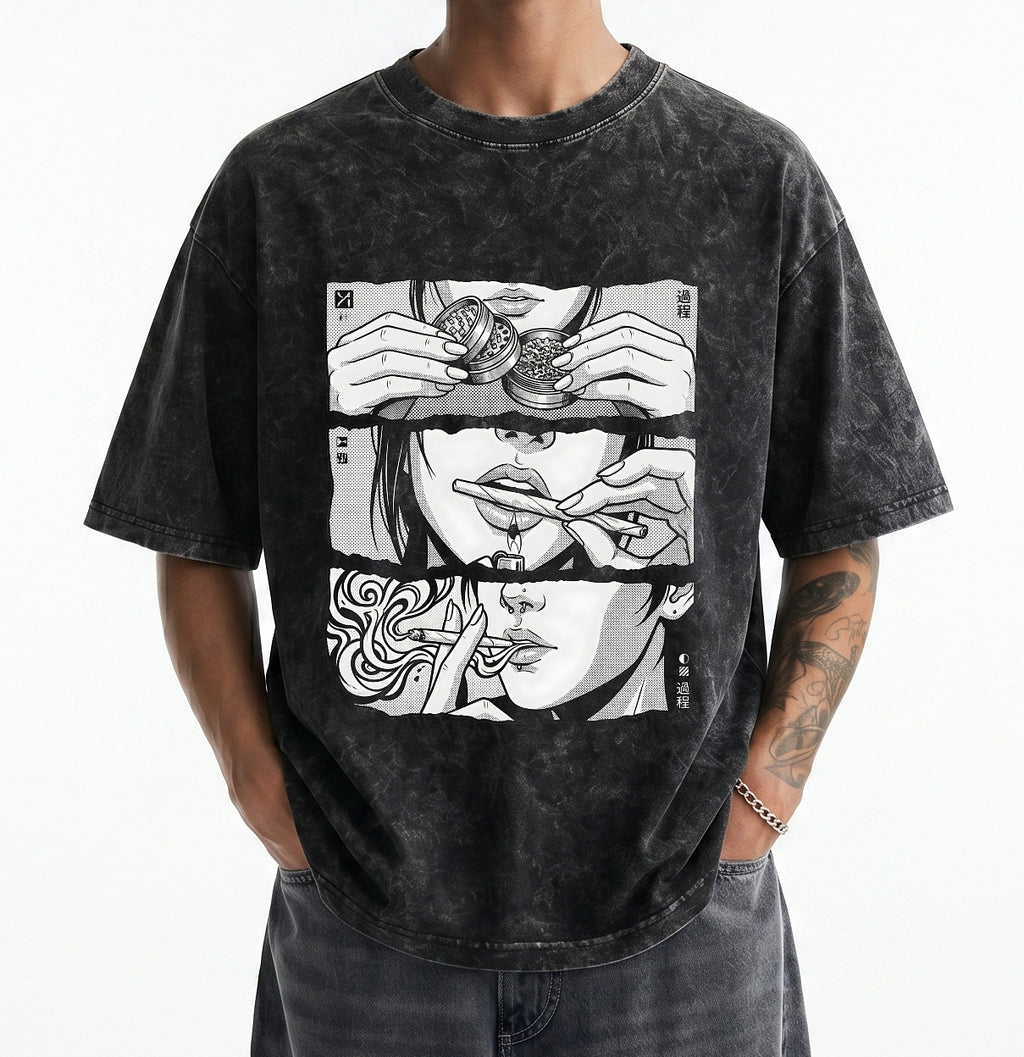 Rolling Unisex Acid Washed Oversized Tee