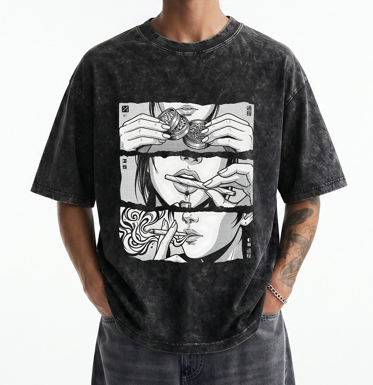 Rolling Unisex Acid Washed Oversized Tee